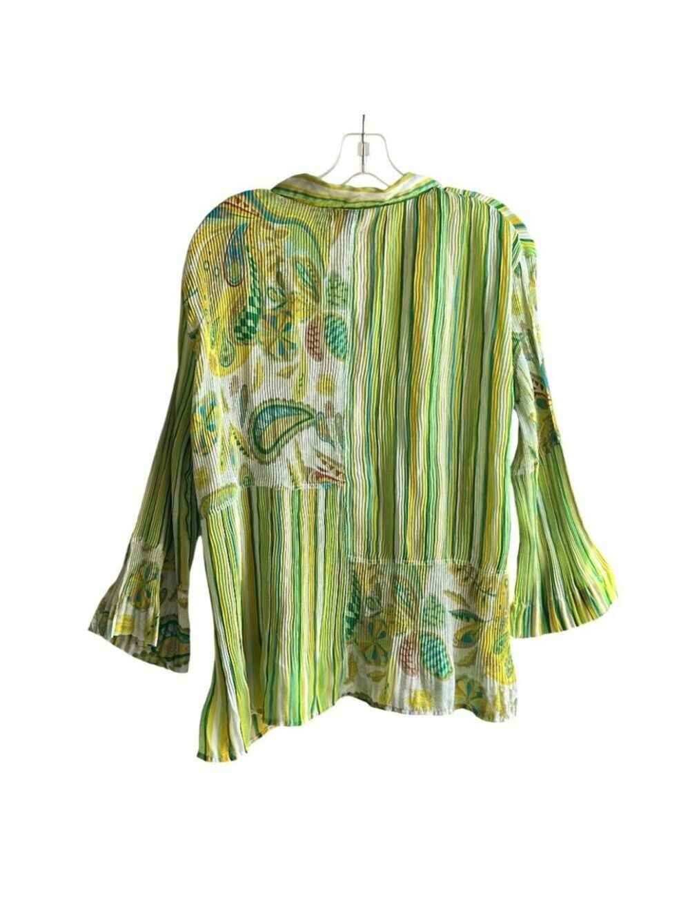 M Milano Lightweight Paisley & Striped Patchwork Design 3/4 Sleeve Blouse XL - Picture 6 of 7